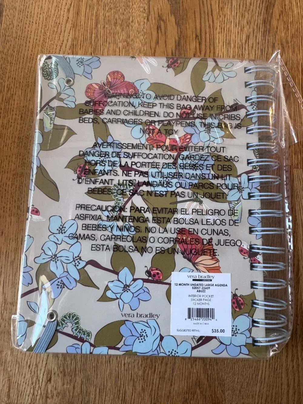 Vera Bradley 12 Month Undated Large Agenda Planner Abuzz NWT